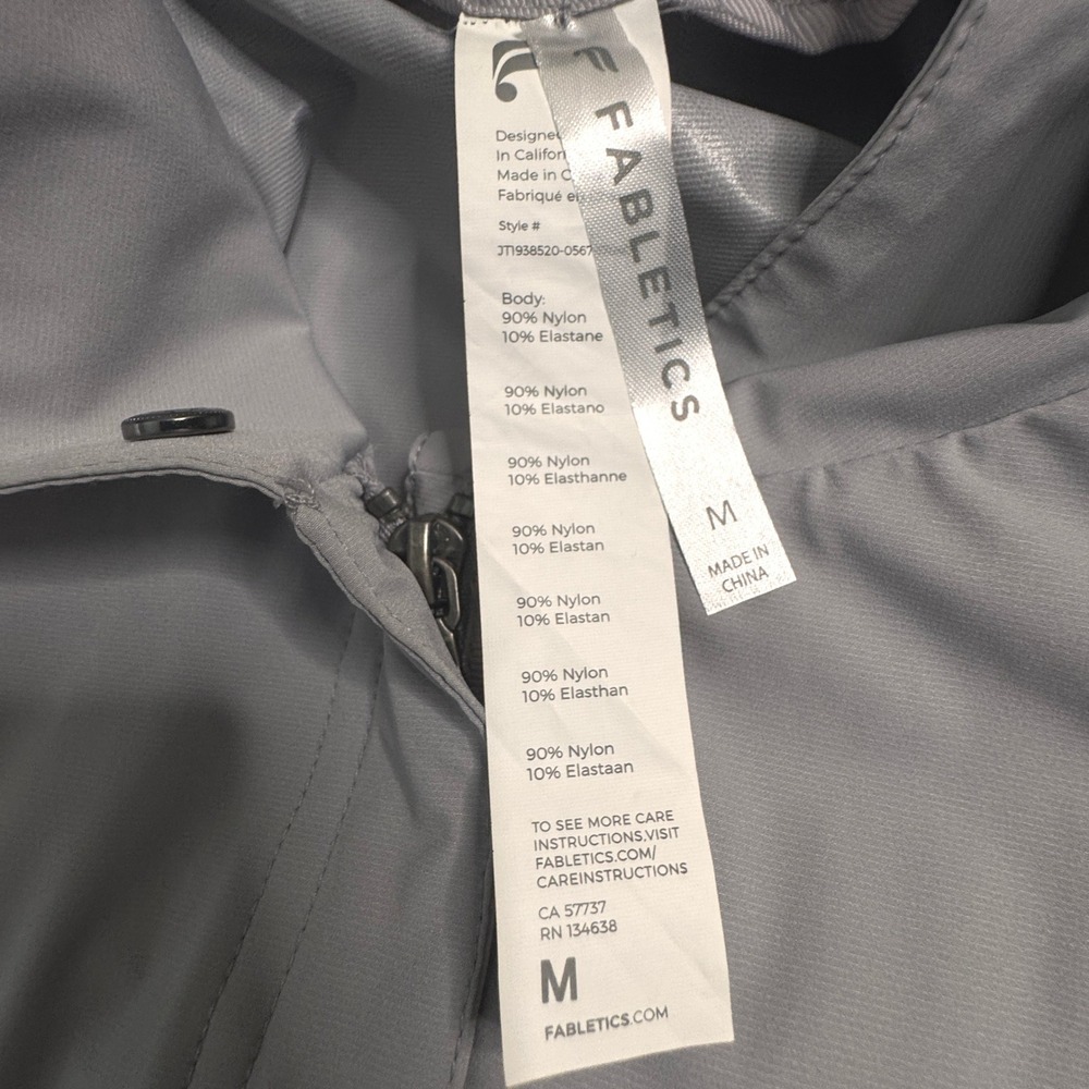 Fabletics Grey Ruched Sleeve Drawstring Hooded Ja… - image 2